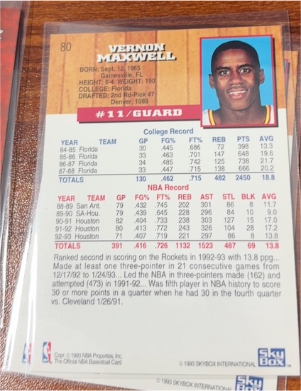 1992 Skybox #80 Vernon Maxwell — front