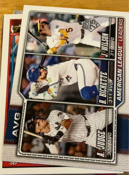 2026 Topps #204 American League Leaders Avg Aaron Judge / Bo Bichette / Jacob Wilson — front