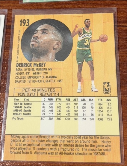 1990-91 Fleer #193 Derrick McKey — front