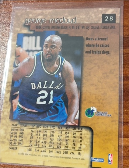 1995 SkyBox #28 George McCloud — front