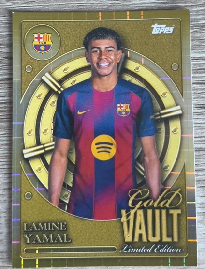 2025-26 Topps FC Barcelona Collector Tin Gold Vault Limited Edition #GV-5 Lamine Yamal — front