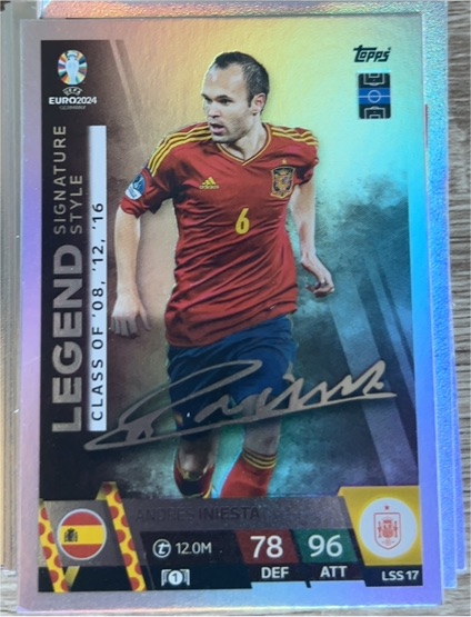 2024 Topps Match Attax Euro 2024 Legend Signature Style LSS16 Andrés Iniesta — front
