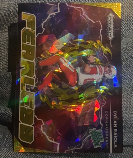 2025 Panini Prizm Draft Picks #F-DRA Dylan Raiola Fearless Gold Ice — front