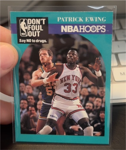 1990 NBA Hoops #388 Patrick Ewing Don't Foul Out Say No To Drugs — front