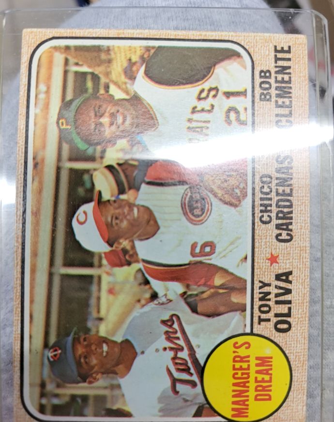 1968 Topps #480 Manager's Dream Roberto Clemente Tony Oliva Chico Cardenas — front