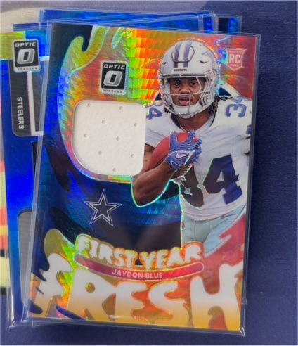 2025 Panini Donruss Optic #FYFBH-JBE Jaydon Blue First Year Fresh Patch — front