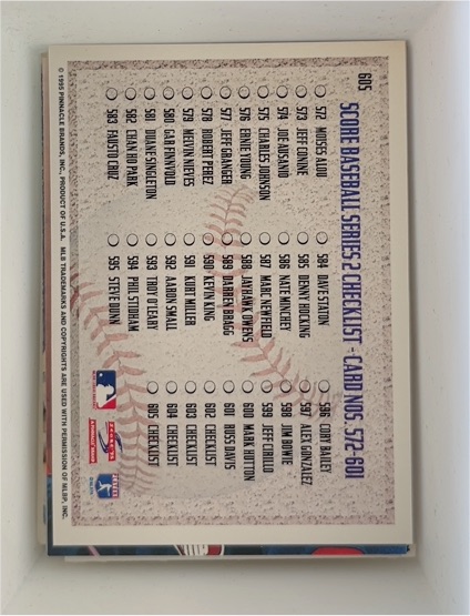 1995 Score Baseball Series 2 Checklist #605 — front