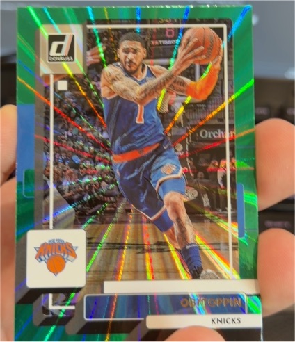 2022-23 Donruss #12 Obi Toppin Green Holo Laser New York Knicks — front