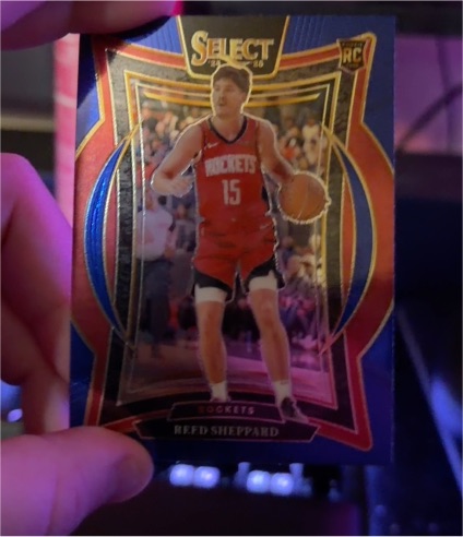 2024-25 Panini Select #68 Reed Sheppard Rookie Blue Concourse Houston Rockets — front