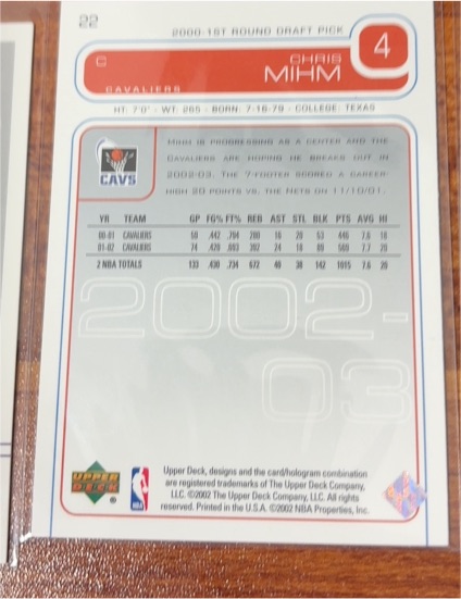 2000-01 Upper Deck MVP #193 Chris Mihm — front