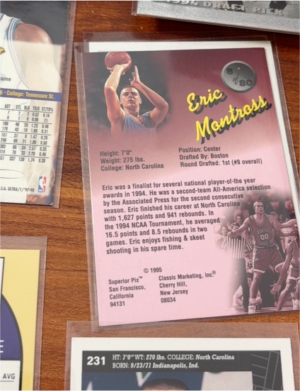 1994-95 Classic Draft #6 Eric Montross North Carolina Tar Heels — front