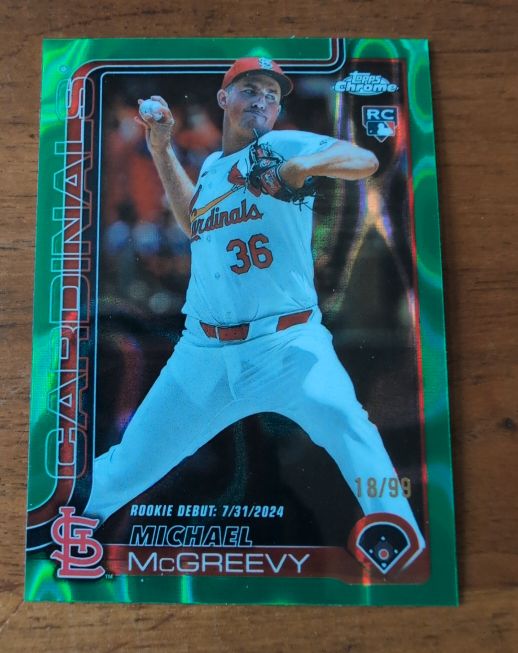 2025 Topps Chrome Update #USC36 Michael McGreevy Green Lava Refractor /99 — front