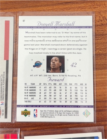 2001-02 Upper Deck SP Authentic #87 Donyell Marshall — front