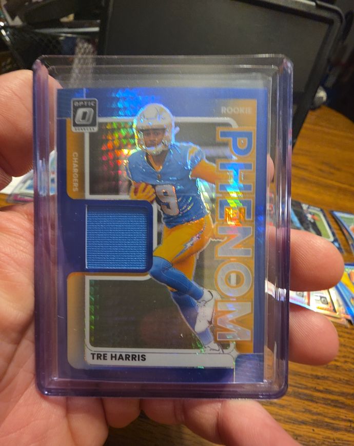 2025 Donruss Optic #RPBH-THS Tre Harris Rookie Phenoms Blue Prizm Patch — front