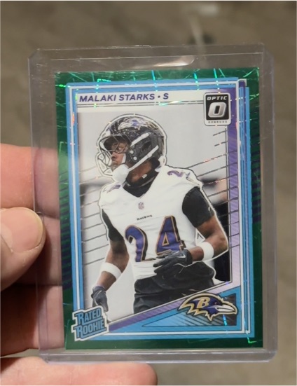 2025 Panini Donruss Optic #256 Malaki Starks Rated Rookie Green Hyper Ravens RC — front