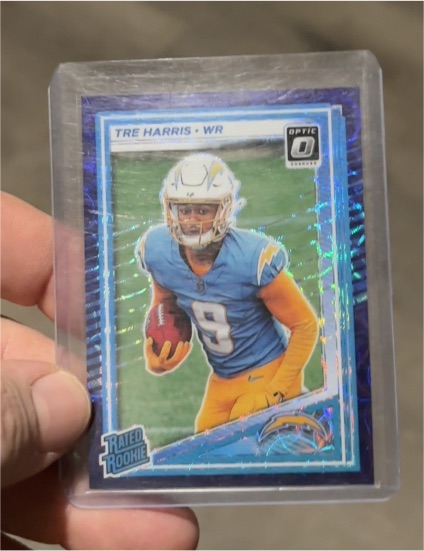 2025 Panini Donruss Optic #229 Tre Harris Rated Rookie Purple Shock — front