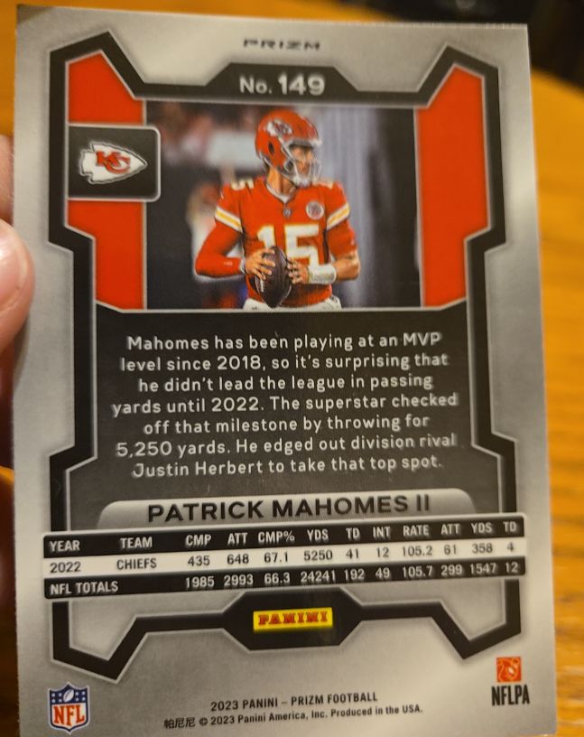 2023 Panini Prizm #149 Patrick Mahomes II — front