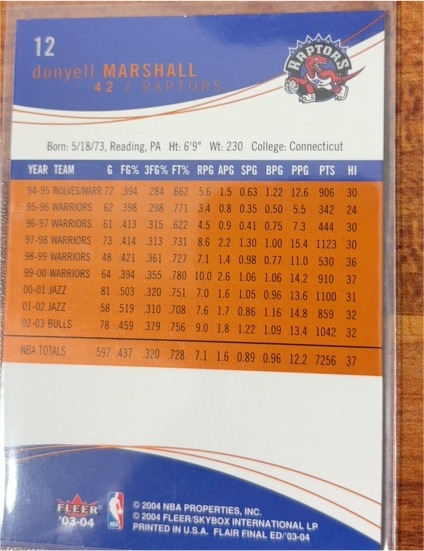 2003-04 Fleer #12 Donyell Marshall — front