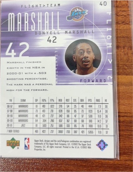 2001-02 Upper Deck Flight Team #40 Donyell Marshall — front