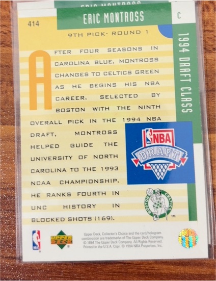 1994-95 Upper Deck Collector's Choice #414 Eric Montross Boston Celtics — front