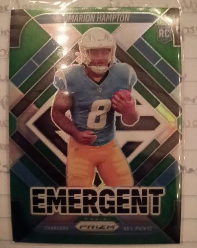2025 Panini Prizm Emergent #9 Omarion Hampton — front
