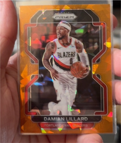 2021-22 Panini Prizm #116 Damian Lillard Orange Ice — front