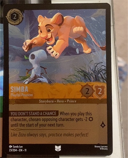 2023 Disney Lorcana #23 Simba Playful Pouncer — front