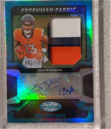 2025 Panini Certified Freshman Fabric Mirror Signatures Pat Bryant #002/199 — front