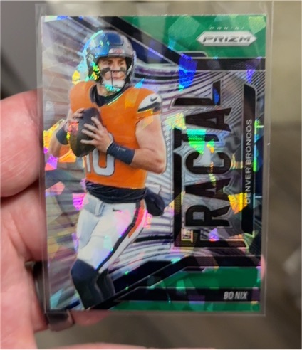 2025 Panini Prizm #13 Bo Nix Fractal Green Prizm — front