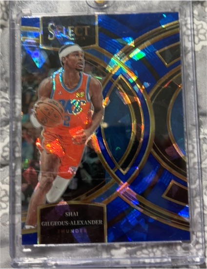 2023-24 Panini Select #144 Shai Gilgeous-Alexander Blue Cracked Ice Premier Level — front