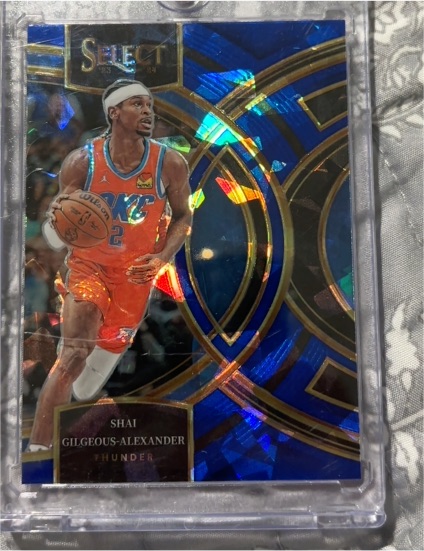 2023-24 Panini Select #144 Shai Gilgeous-Alexander Premier Blue Cracked Ice Prizm — front