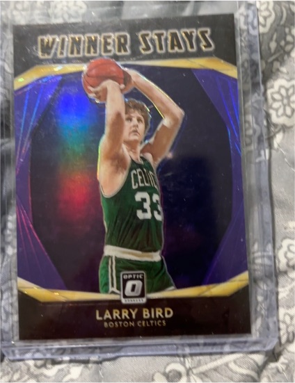 2020-21 Panini Donruss Optic #19 Larry Bird Winner Stays Purple Prizm Celtics — front