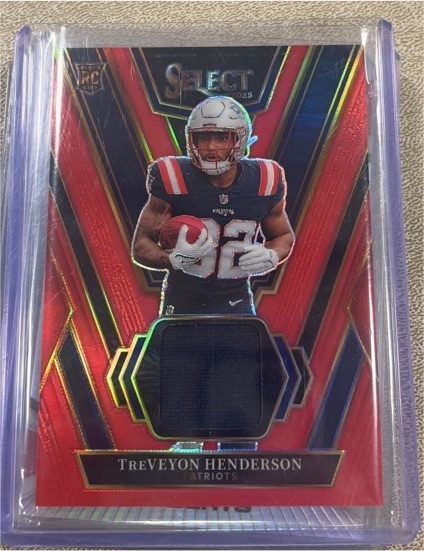 2025 Panini Select #RSW-THN Treveyon Henderson Rookie Swatch Red Prizm — front