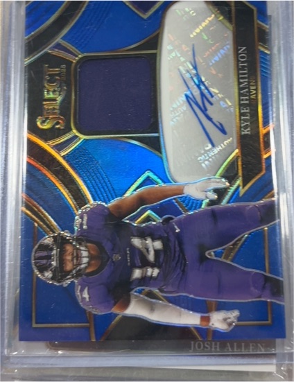2025 Panini Select #SME-KHN Kyle Hamilton Veteran Patch Auto Blue — front