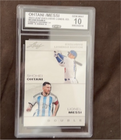 2023 Leaf Exclusive Legends Edition Double Shohei Ohtani / Lionel Messi #ELE-06 — front