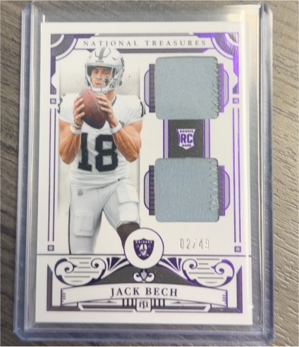 2025 Panini National Treasures #24 Jack Bech Rookie Dual Patch — front