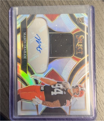 2025 Panini Select #RSMP-MGR Mason Graham Rookie Signature Mem Prizm — front