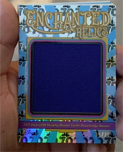 2025 Topps Disneyland 70th Enchanted Relics Sleeping Beauty Castle Drawbridge Banner #31/70 — front