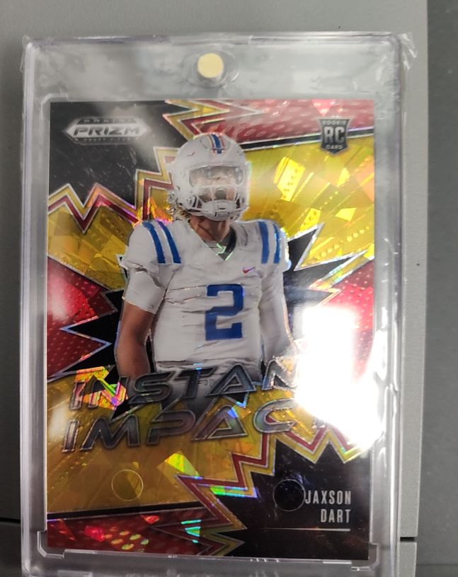 2025 Panini Prizm Draft Picks #II-11 Jaxson Dart Instant Impact Gold Ice Prizm Rookie Card — front