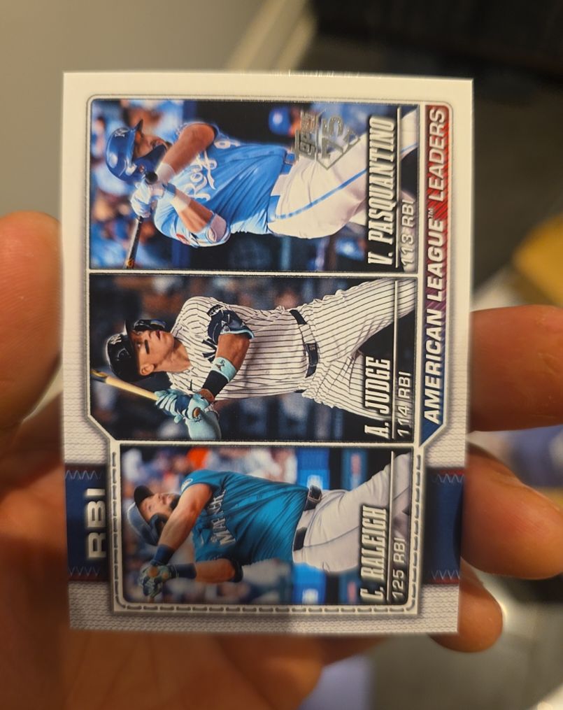 2026 Topps Series 1 #211 Cal Raleigh / Aaron Judge / Vinnie Pasquantino — front