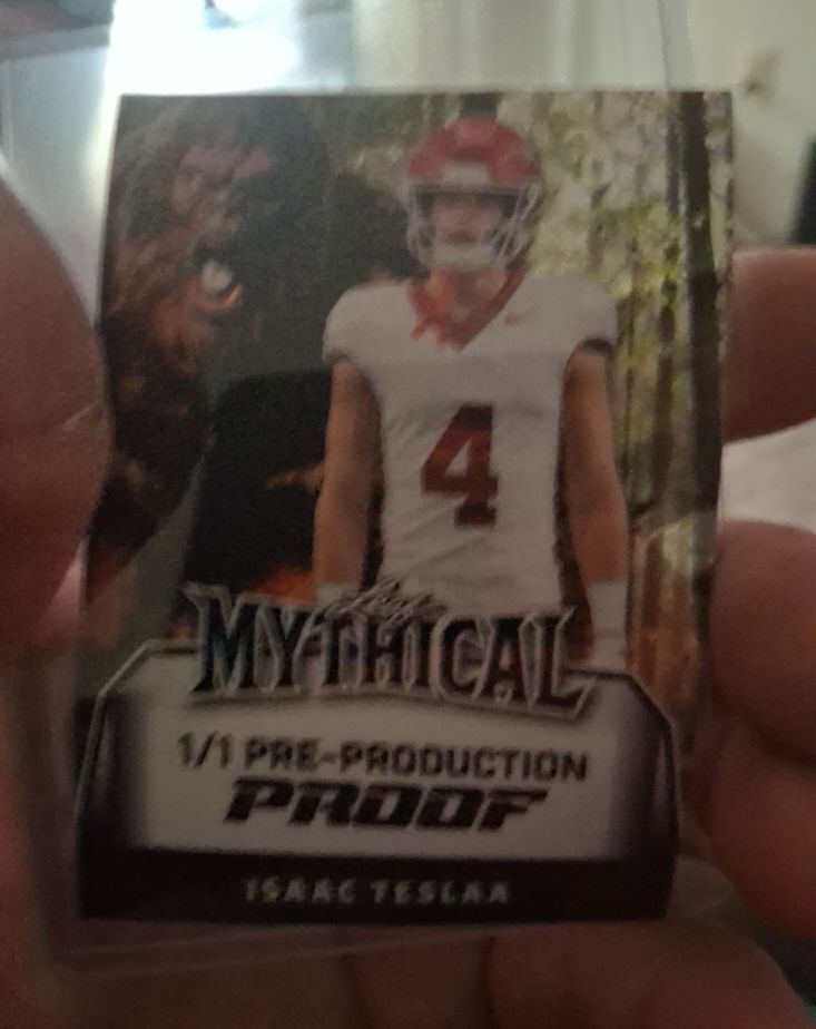 2025 Leaf Metal Pro Set Football Mythical 1/1 Pre-Production Proof Isaac Teslaa — front