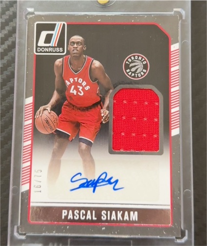 2016 Panini Donruss #20 Pascal Siakam Rookie Materials Signatures RC Auto /75 — front