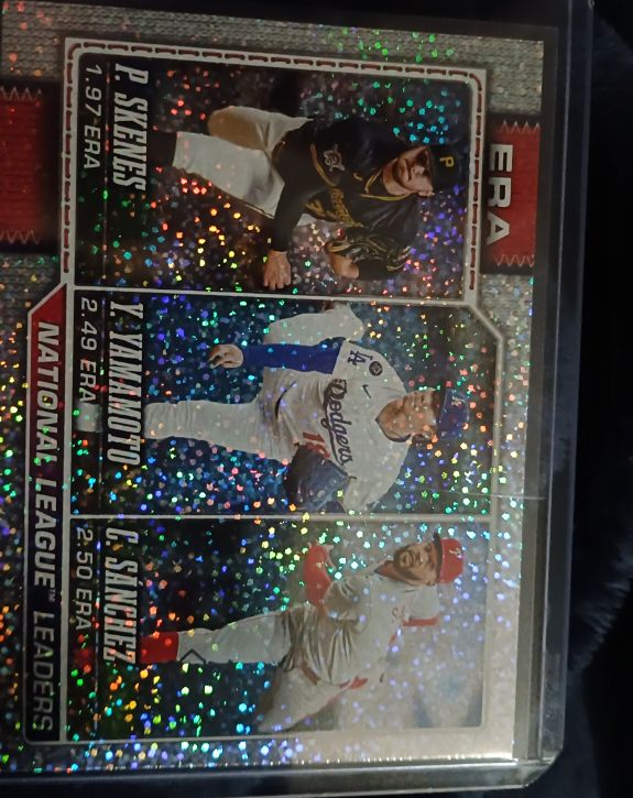 2026 Topps Series 1 #203 NL ERA Leaders Paul Skenes, Yamamoto, Sanchez — front