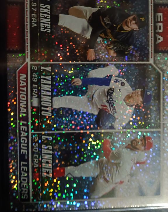2026 Topps Series 1 #203 NL ERA Leaders Skenes, Yamamoto, Sanchez — front