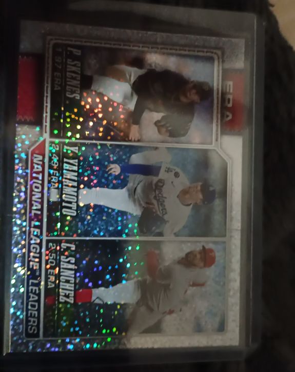 2026 Topps Series 1 #203 National League ERA Leaders J. Skenes / Y. Yamamoto / J. Sanchez — front