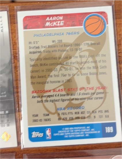 2003-04 Topps Bazooka #189 Aaron McKie — front