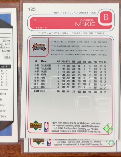 1994 Upper Deck #125 Aaron McKie — front