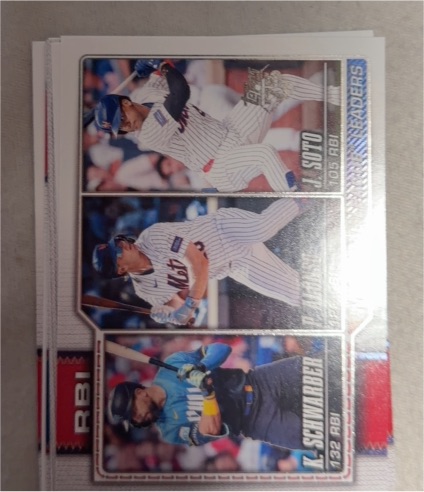 2026 Topps Series 1 #11 NL RBI Leaders Kyle Schwarber Pete Alonso Juan Soto — front
