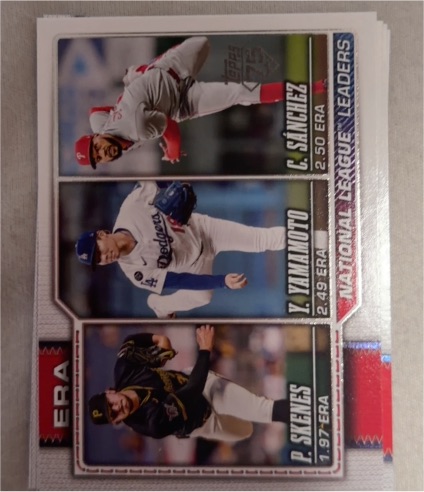 2026 Topps Series 1 #203 National League ERA Leaders Paul Skenes Yoshinobu Yamamoto Cristopher Sánchez — front