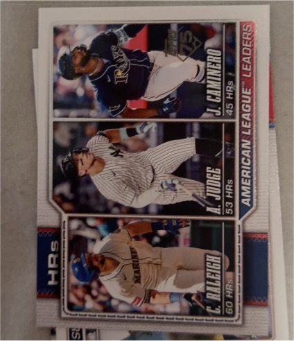2026 Topps #38 American League Home Run Leaders Aaron Judge Junior Caminero Cal Raleigh — front